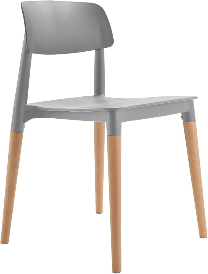 COZYBLOCK Bel Dining Bistro Cafe Style Modern Minimalist Side Chair Set of 2 (Grey)