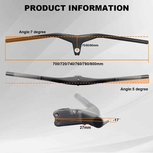 carbon mtb handlebar, carbon handlebars mountain bike, mtb handlebars carbon fiber mountain bike handlebar RXL SL mtb integrated Handlebar 800mm 90mm 1-1/8"(28.6mm) Back Angle 5 degree 70/80/90mm