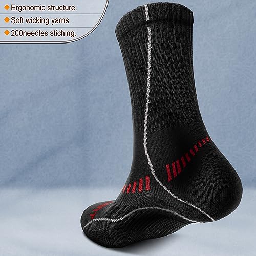 BULLIANT Men Athletic Socks, Compression Sports Crew Socks Cushioned For Men Outdoor Running Hiking-Arch Compression Support