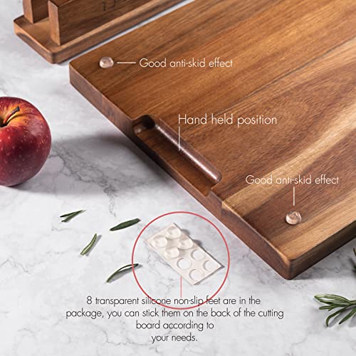 TJ POP Acacia Wood Cutting Board for Kitchen, Premium Wooden Chopping Board with Stand Organizer and Built-in Handle, 15.8...