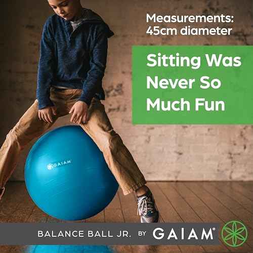 Gaiam Kids Balance Ball Chair - Classic Children's Stability Ball Chair, Alternative School Classroom Flexible Desk Seating for Active Students with Satisfaction Guarantee, Blue/Green