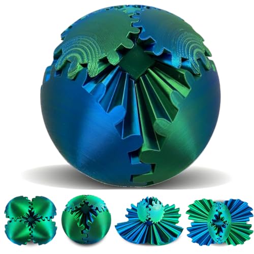 Gear Sphere, 3D Printed Gearsphere - The Steampunk Whirling Wonder Fidget Gear Ball, Gearsphere Cube Fidget Toy for Office...