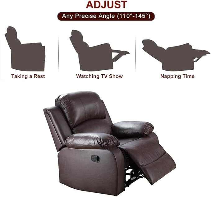 A Ainehome Living Room Furniture Set Leather Recliner Sofa Set Loveseat Chair Furniture Sofa Set for Living Room/Small Space/Rv/House/Office/Theater Seating (A-Brown Leather, Chair)