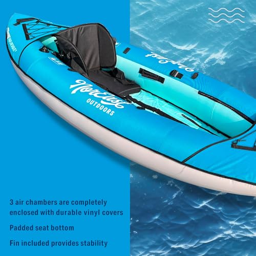 NorEast Outdoors Inflatable Kayak Package 9' (Explorer) - Adjustable Inflatable Seat with Backrest, Adjustable Paddle, Car...