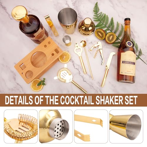 JNWINOG 9Pcs-Cocktail Shaker Set Bartending Kit Cocktail Bar Set Cocktail Mix Drink Making Kit Professional Bar and Home D...