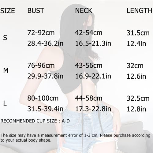 Women's Sleeveless Hooded Crop Top Y2k Streetwear Rave Outfit