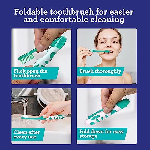 GuruNanda Folding Toothbrush with Built-in Cover, Perfect for Travel, Hiking & Camping, Compact & Portable, On-The-Go Toot...