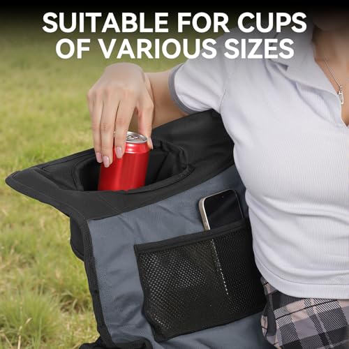 Double Camping Chair Oversized Padded Camping Chairs for Adults Folding Loveseat with Cup Holders and Side Pockets Heavy D...