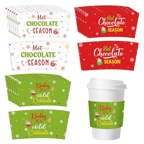 Jingmore 36 Pcs Hot Cocoa Bar Coffee Cup Sleeves Baby It's Cold Outside Coffee Holder Hot Chocolate Bar Disposable Brewed ...