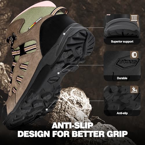 @ R CORD Womens Hiking Boots Waterproof Lightweight Hiking Boots Women Ankle Support Hiking Shoes Backpacking Boots Breath...