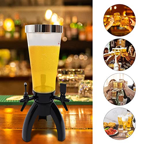 Spherical Beverage Dispenser Drink Tower,3L Beer Tower Dispenser,with 3 Taps and Freeze Tube,Easy to Clean, Party, Restaur...