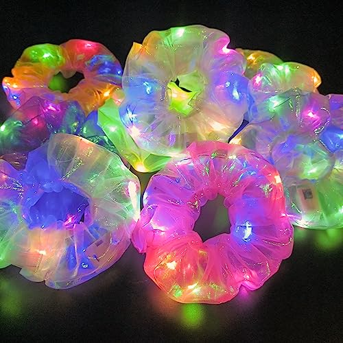 10Pcs Light Up Scrunchies Valentine's Day Party Favor, Gifts for Girls LED Scrunchy Hair Ties for Women & Girls Hair 80s, ...