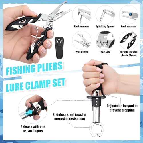 Teyva Daily 42 Pcs Ice Fishing Rod Reel Combo Complete Set 29.5" Ice Fishing Rod and Holder with Carrier Bag Pliers Lip Gr...