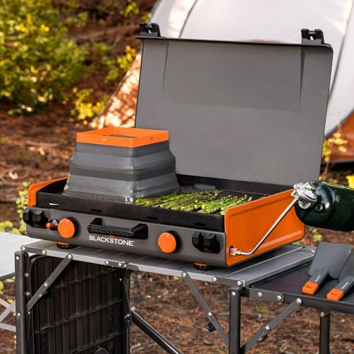 Blackstones Adventure Ready 20"x14" 2-Burner Propane Camping Griddle with Latching Hood, Portable Flat Top Grill for Outdo...