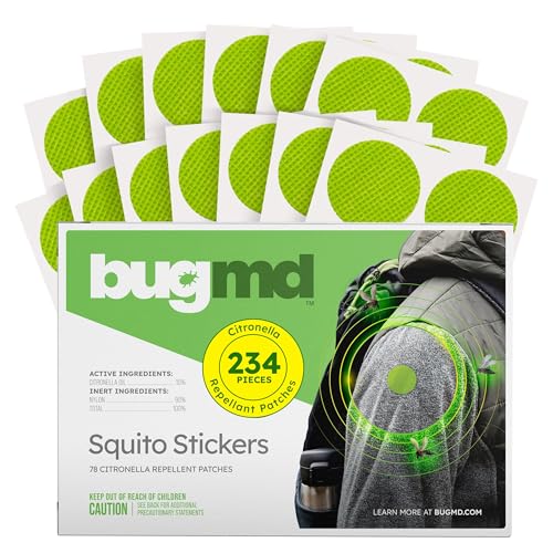 BugMD Squito Stickers Mosquito Repellent Patch for Adults (234 Stickers), Safe & Effective Insect Repellent Patches for To...