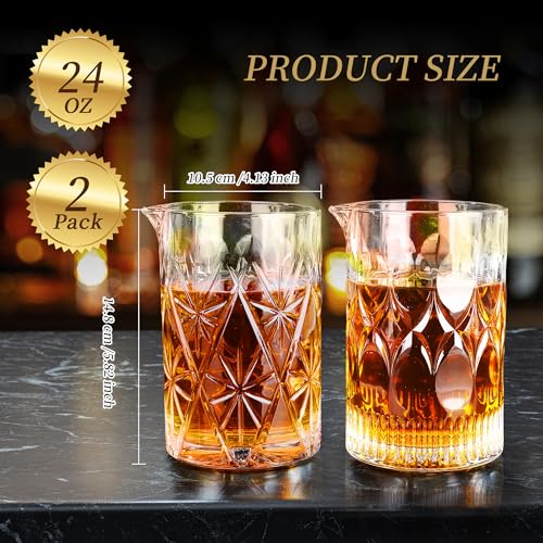 FARQAN 24 Oz Cocktail Mixing Glass Stirring Glasses for Whiskey Cocktail Mixing Shaker Glass Martini Old Fashioned Crystal...