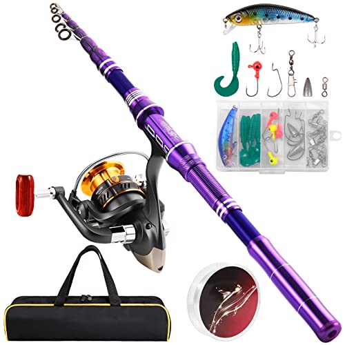 Castaroud Fishing Rod and Reel Combos, Carbon Fiber Telescopic Fishing Pole Kit with Spinning Reel, Fishing Line, Fishing ...