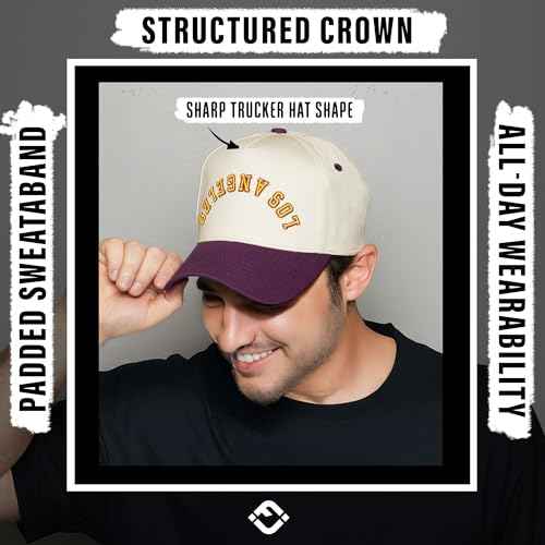 Funky Junque Upside Down City Trucker Hat for Men and Women ? Unisex 3D Embroidered Gameday Baseball Cap, Retro Snapback Hats