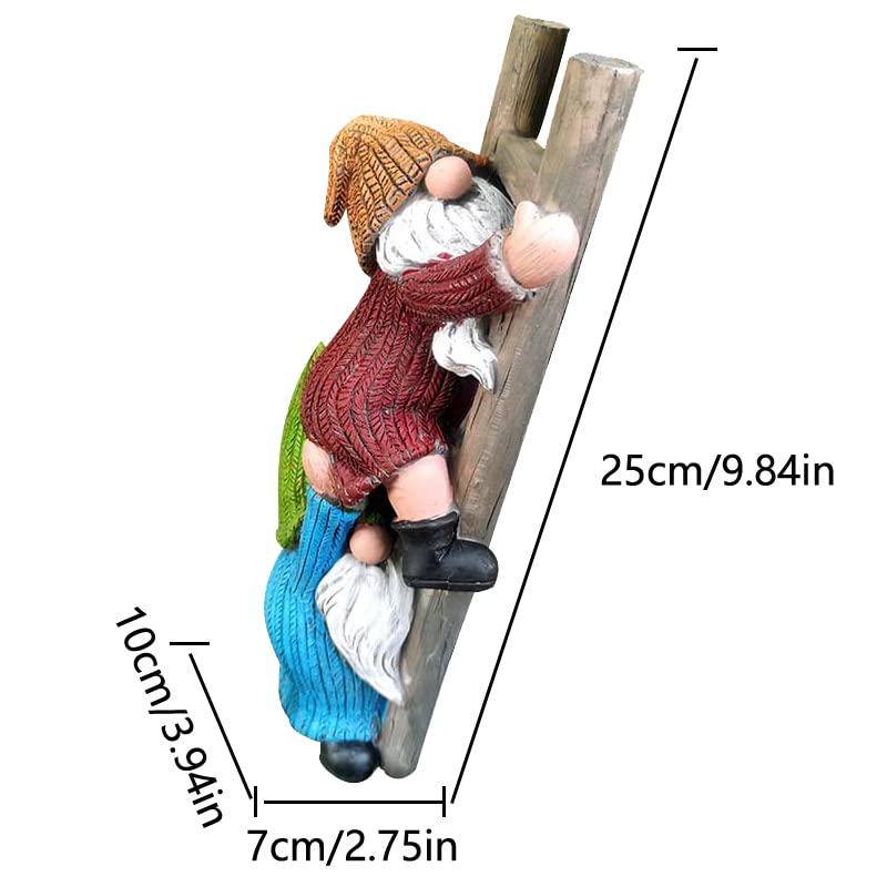 JARPSIRY Garden Gnome Statue, Funny Climbing Ladder Gnomes Figurine Resin Sculpture Outdoor Decor for Patio Yard Lawn Porch Ornaments Gift