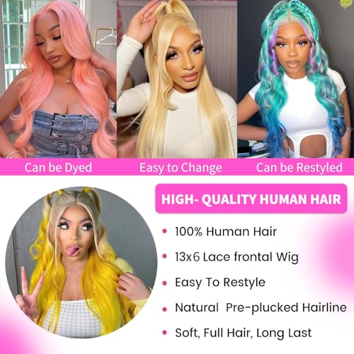 20 Inch 613 Lace Front Wig Human Hair 200 Density Blonde Wig Human Hair 13X6 HD Transparent Straight Lace Front Wigs Blonde Glueless Wig for Women Pre Plucked with Baby Hair