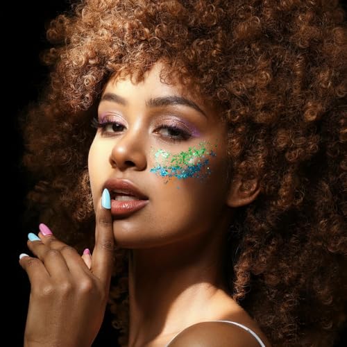 FANDAMEI Face Glitter Palette, 2PCS 8 Colors Glitter Gel for Face, Body Glitter for Women, Hair Glitter for Kids, Hallowee...