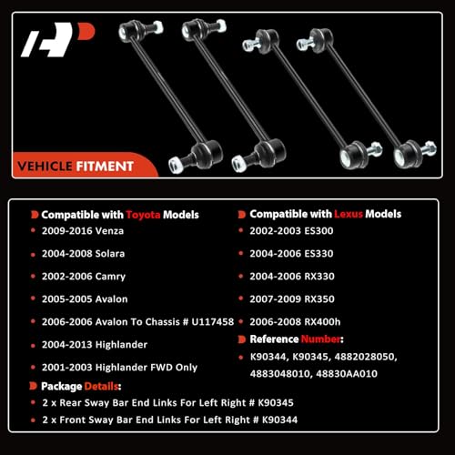 A-Premium 4Pcs Suspension Kit Front and Rear Sway Bar Links Stabilizer Bar Links Kit, Compatible with Toyota & Lexus- 200...