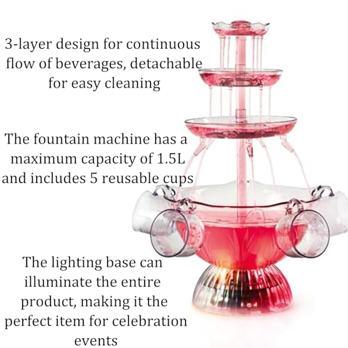 Electric Stainless Steel Champagne Fountain,3-Layer Red Wine/Juice Fountain Machine,Stainless Steel Electric Commercial Re...