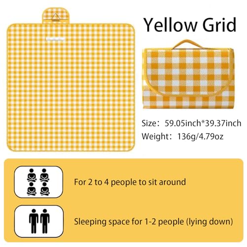 EIYNIY Large Picnic Blanket Waterproof and Sand Proof -59x39 inch Large Outdoor Beach Mat, Portable Foldable Blanket, Suit...