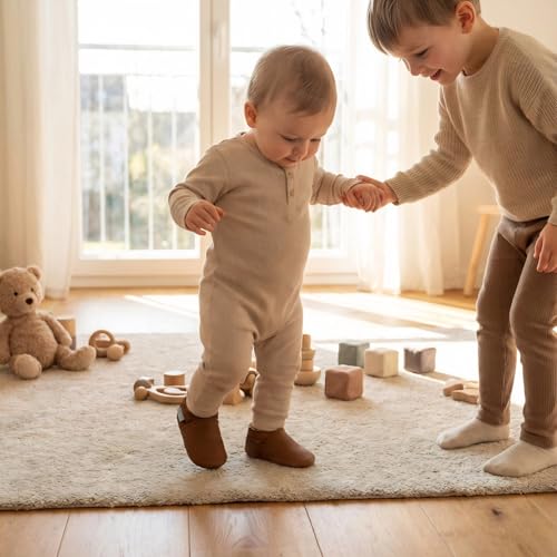 Basrakids Leather Baby Shoes Boys Girls Moccasins Infant Toddler Slippers Soft Sole Anti-Slip Baby Walking Crib Shoes