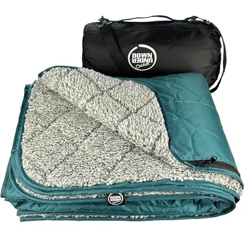 DOWN UNDER OUTDOORS Large Waterproof Windproof Extra Thick 350 GSM Quilted Fleece, or Sherpa Stadium Blanket