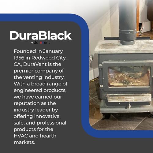 DuraVent DuraBlack 6 Inch 24 Gauge 430 Stainless Steel Easy Installation Single Wall Wood Burning Stove 90 Degree Elbow Co...