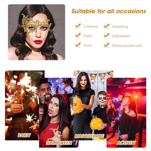Qianyu 6 Pcs Masquerade Mask for Women Venetian Mysterious Disguise Lace Eye Mask Classic Style Fun Lace Mask Suitable for...