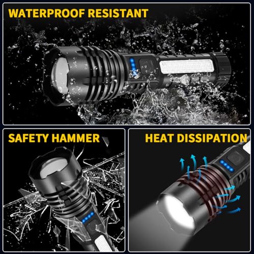 Rechargeable Flashlights High Lumens, 7Mode Super Bright Flashlight Camping, Adjustable Tactical Flash Light High Powered,...