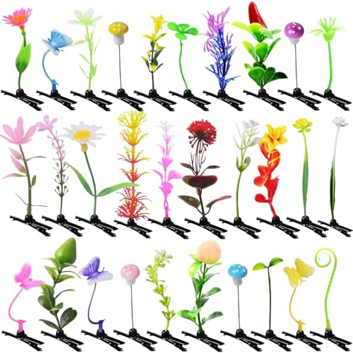 50PC MIXED Bean Sprout Hair Clips Pack Little Leaf Leaves Rave Plur Festival EDM Concert Flower Grass Cute Small Straight ...