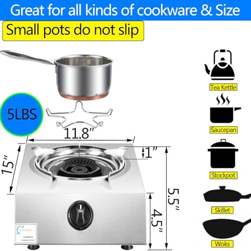 Horynar Propane Stove Single Burner Propane Stove 1 Burner 12,000 BTU Dual Fuel Auto Ignition with CSA Converter / QCC1 LP...