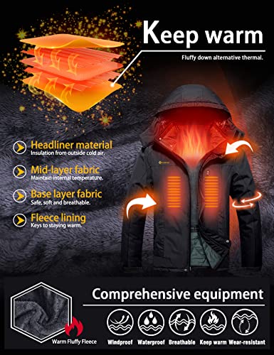 GEMYSE Men's Ski Snow Jacket Warm Winter Waterproof Coat Snowboard Rain Jacket Hooded Windproof Windbreaker