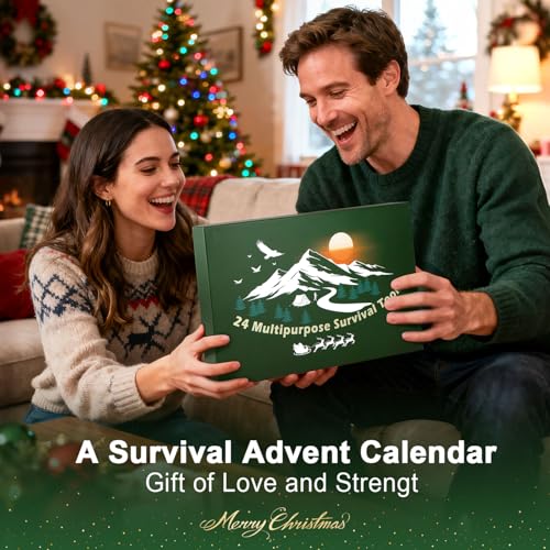 Survival Advent Calendar 2025 for Men, Adults Survival Kit Tool Advent Calendar, 24 Days Christmas Countdown Calendar for ...