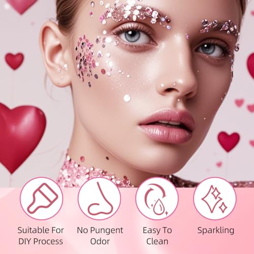 Body Glitter Stick for Face, Body & Hair - Red & Green Chunky Sparkle Glitter, 2 Pack | Long Lasting Party Makeup for Fest...