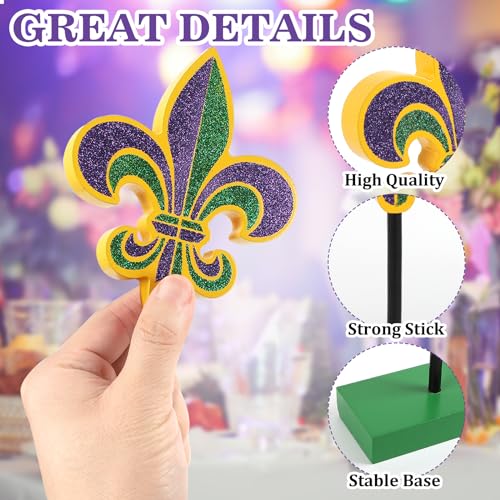 Hedeey 3 Pieces Mardi Gras Tiered Tray Decor Wood Set, Glitter Mardi Gras Table Decor,Rustic Mardi Gras Table Decorations ...