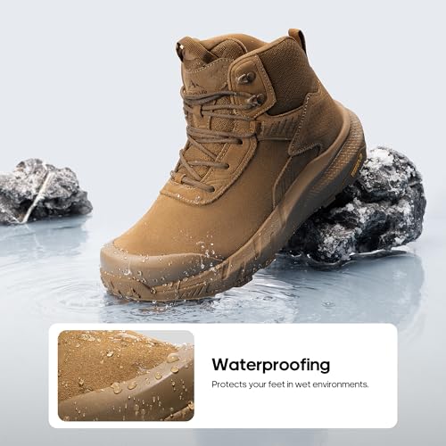 NORTIV 8 Men's Waterproof Military Tactical Work Boots Leather Motorcycle Combat Lightweight Non-Slip Hiking Boots for Men...