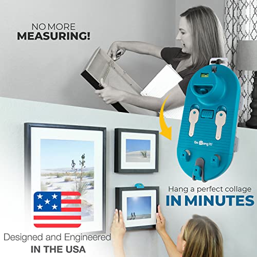 Go Hang It! Pro, All-in-One Picture Hanging Kit - Picture Leveling and Hanging Tool - Hang Sawtooth/Wire Hangers - Wall Ha...