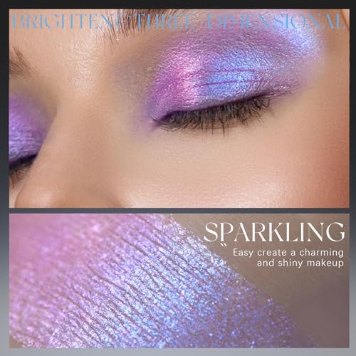 HOSAILY Chameleon Purple Blue Glitter Eyeshadow, Multichrome Color Shifting Single Eyeshadow, Holographic Sparkling Inner ...