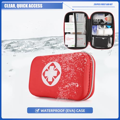Mini Travel First Aid Kit, Emergency Kit with 201PCS First Aid Supplies and Waterproof Compact Bag, Survival Medical Kit f...