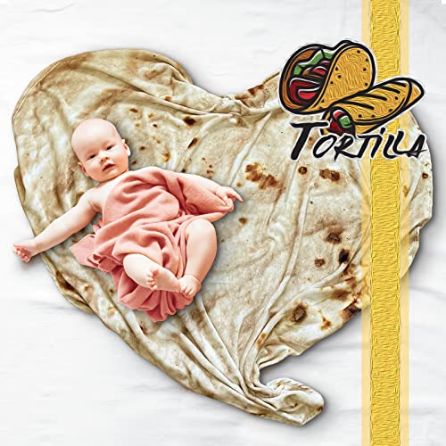 Bcareself Tortilla Blanket Adult Size Giant Double Sided for Kids Funny Realistic Food Personalized Throw Blanket Novelty ...