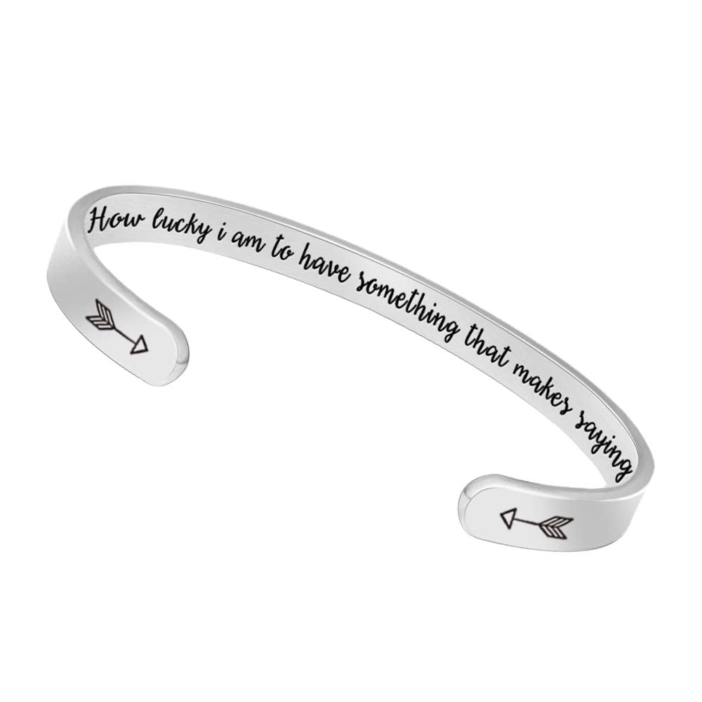 Btysun Inspirational Bracelets for Women Cuff Bangle Friendship Gifts Mantra Jewelry with Gift Box (How Lucky i am to Have Somet