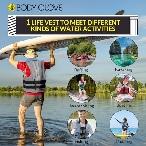 Body Glove Angler Fit Unisex Adult Life Jacket Nylon Fishing Life Jacket - Coast Guard Approved, High Mobility PFD, Lightw...