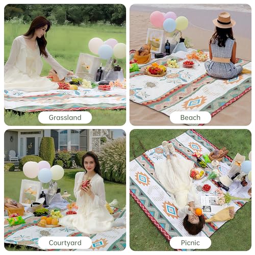 TlaroRiz 77.56"×77.56" Large Picnic Blankets Waterproof Picnic Mat Foldable Picnic Blanket for 4 to 6 Adults 3-Layer Outdo...