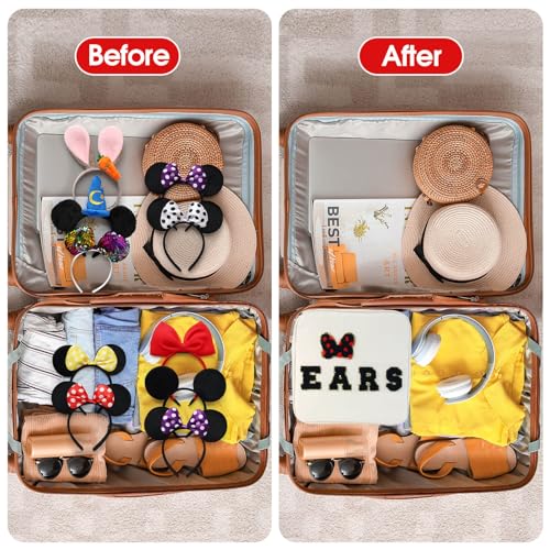 Chenille Letter Bow Mouse Ears Travel Case, Park Ears Headband Holder Hair Accessories Organizer Bag for Girls Women Kids ...