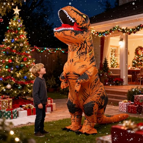 JASHKE Inflatable Dinosaur Costume for Adult Halloween Dinosaur Costumes Blow up T rex Costume for Adults