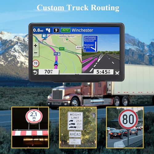 GPS Navigator for Car, 2026 Map 7 inch Touch Screen Car GPS 256-16GB,Voice Turn Direction Guidance, Support Speed and Red ...